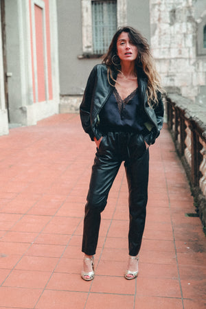 BLACK LEATHER ROCK TROUSERS