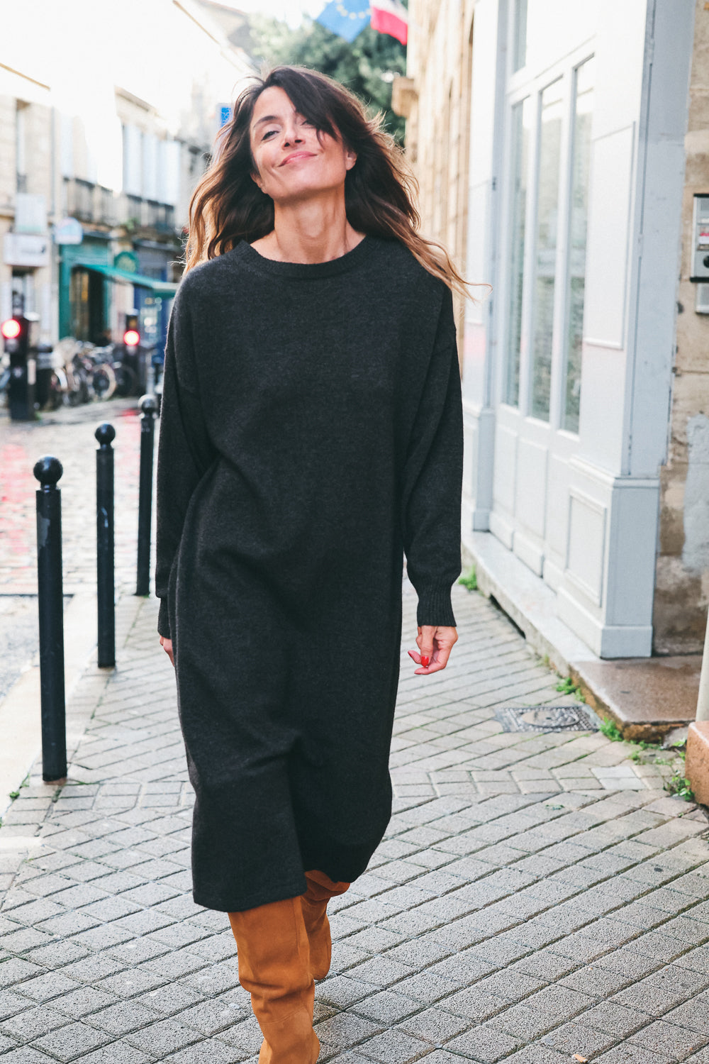 LEAH KNITWEAR DRESS ANTHRACITE