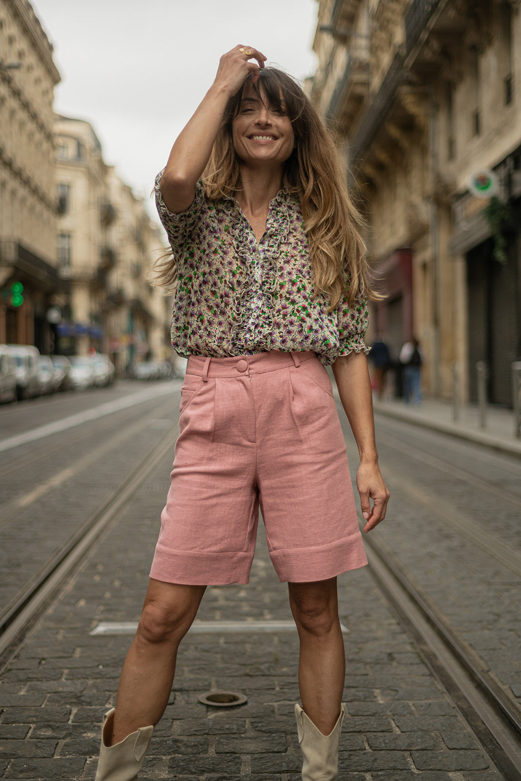 BERMUDA AARON LIN ROSE - PLUME PARIS - La mode en précommande